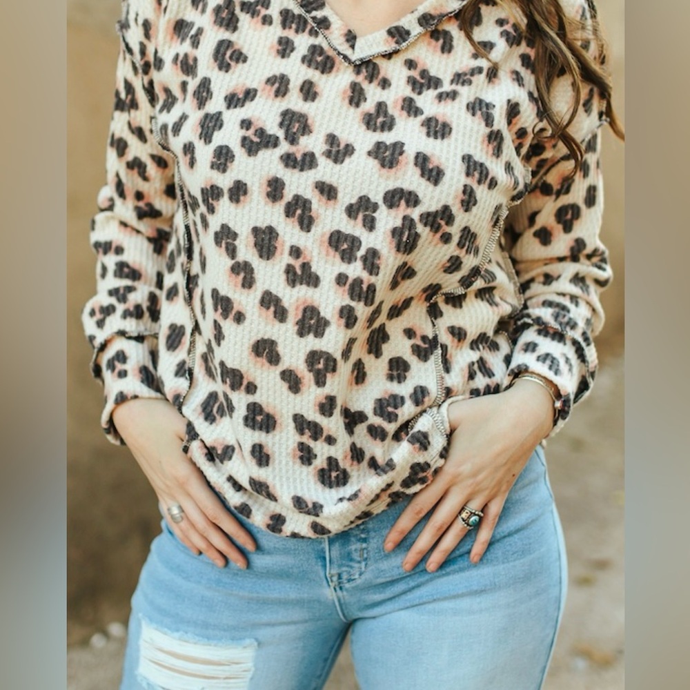 L&B Waffle Knit Top - Leopard